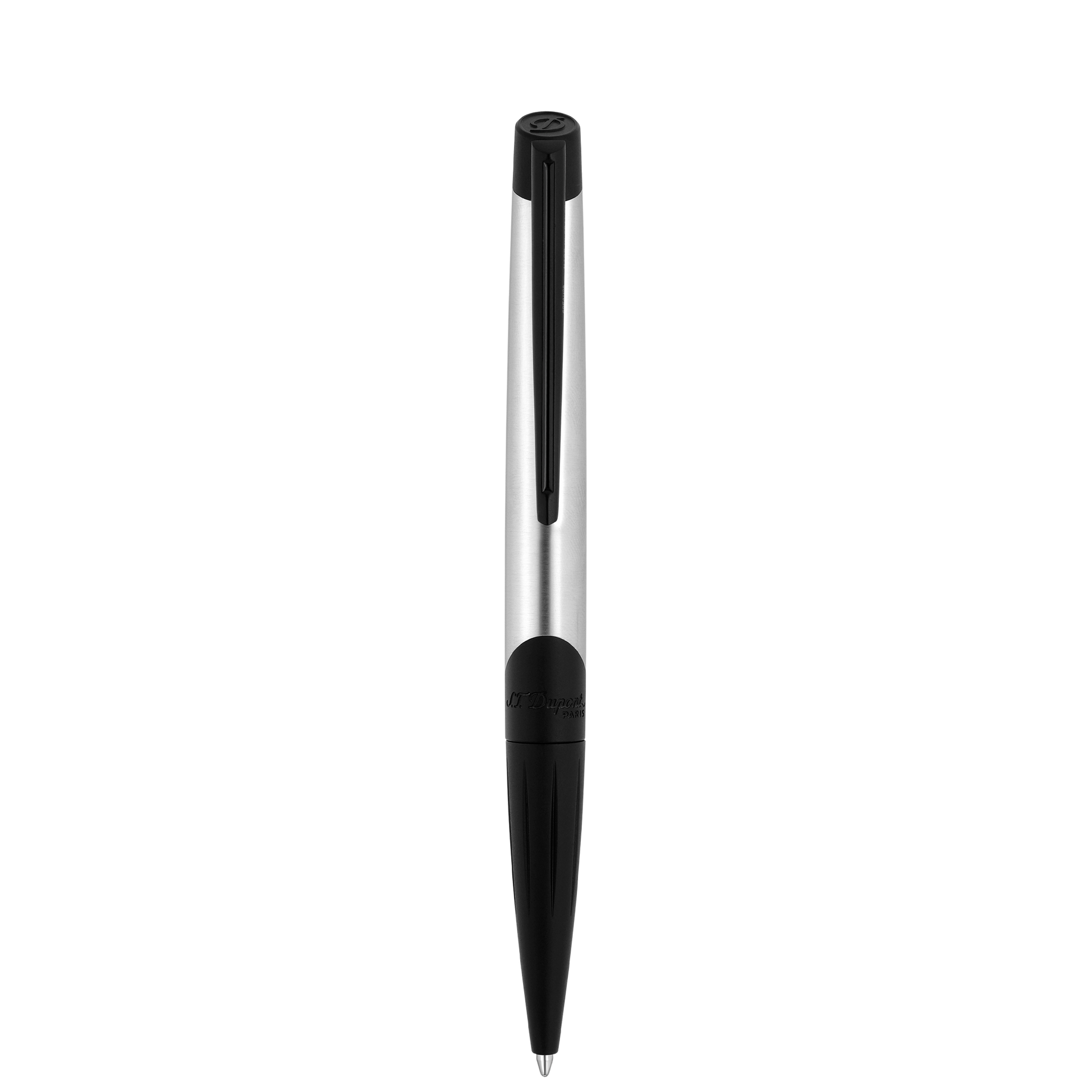 S.T. Dupont Defi Millennium Ballpoint Pen Chrome Black — angle view