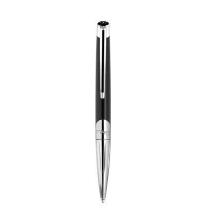 S.T. Dupont Defi Millennium Ballpoint Pen Shiny Silver Black — angle view