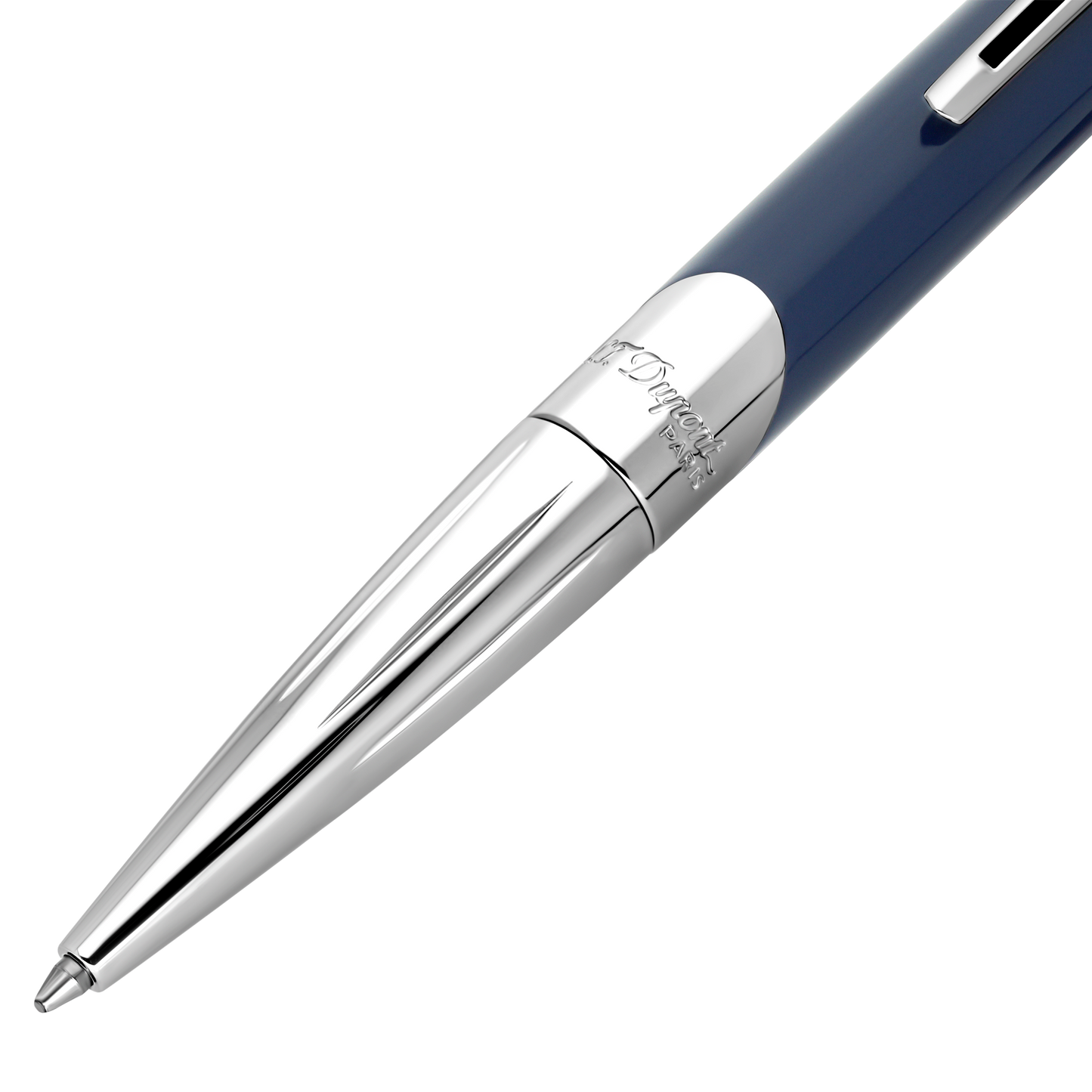 S.T. Dupont Defi Millennium Ballpoint Pen Silver Navy Blue — alternate view