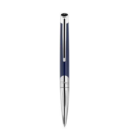 S.T. Dupont Defi Millennium Ballpoint Pen Silver Navy Blue — angle view