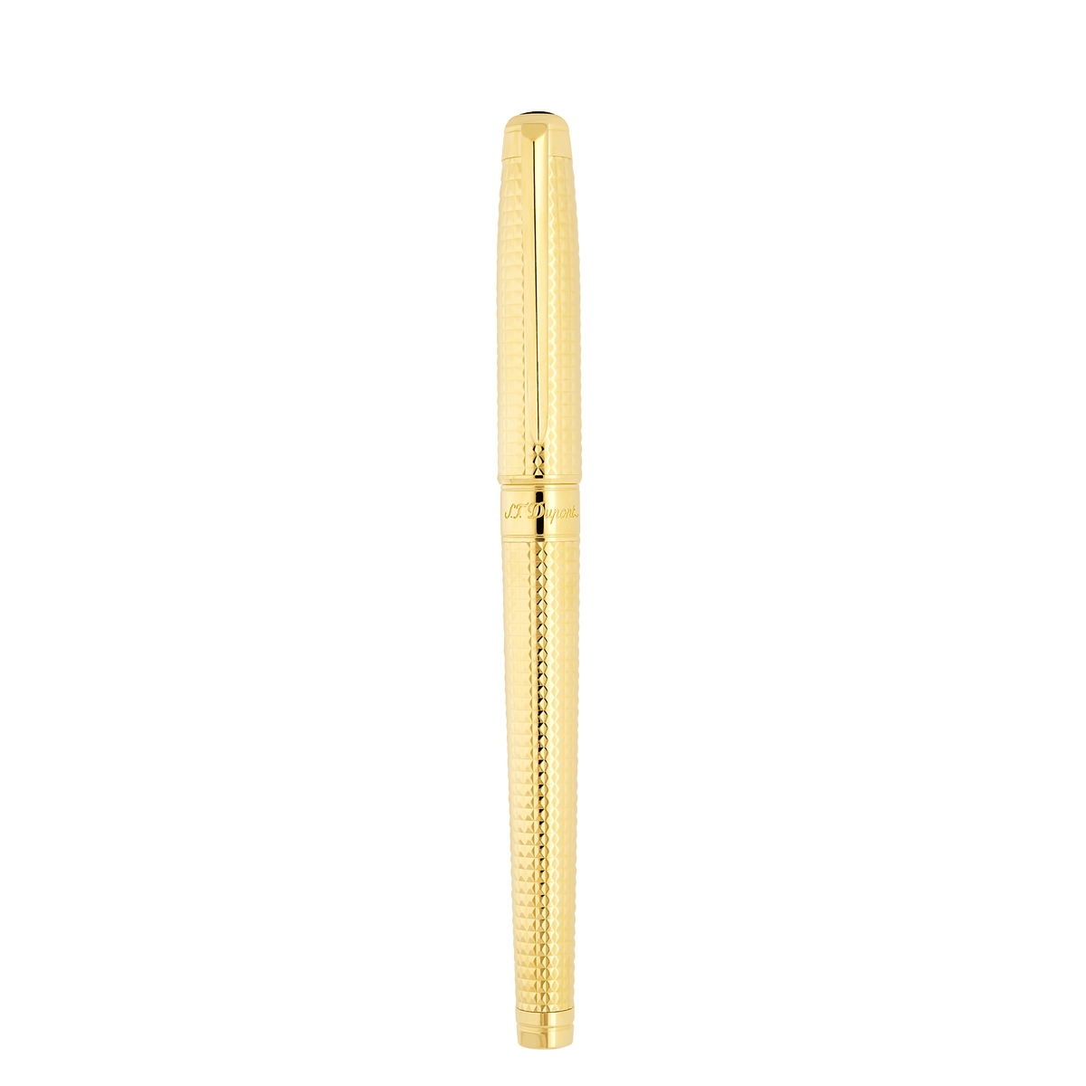 Stylo plume S.T. Dupont grand D pointe de diamant or 3N — vue de trois quarts