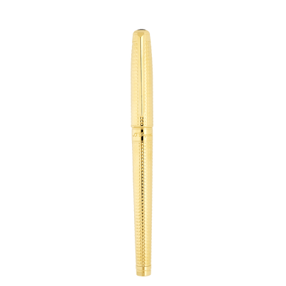 Stylo plume S.T. Dupont grand D pointe de diamant or 3N — vue de trois quarts
