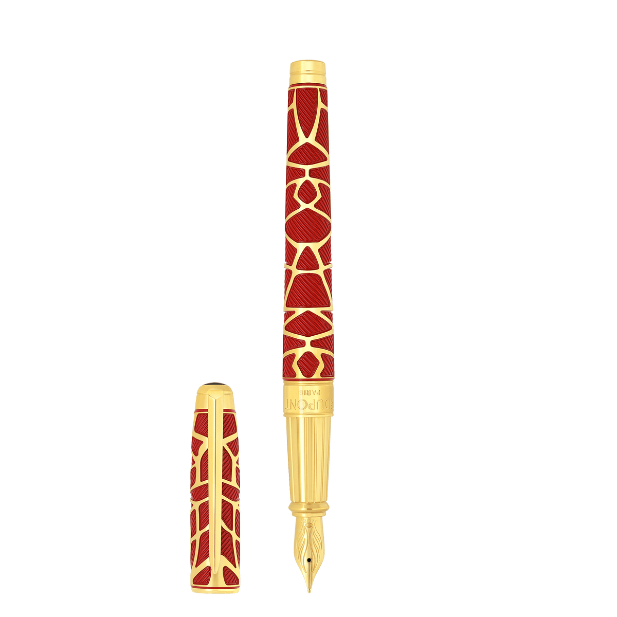 S.T. Dupont Line D Eternity - Large Fountain Pen Orlinski Red Lacquer / Yellow Gold — angle view