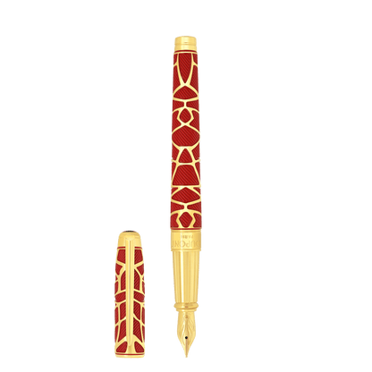 S.T. Dupont Line D Eternity - Large Fountain Pen Orlinski Red Lacquer / Yellow Gold — angle view