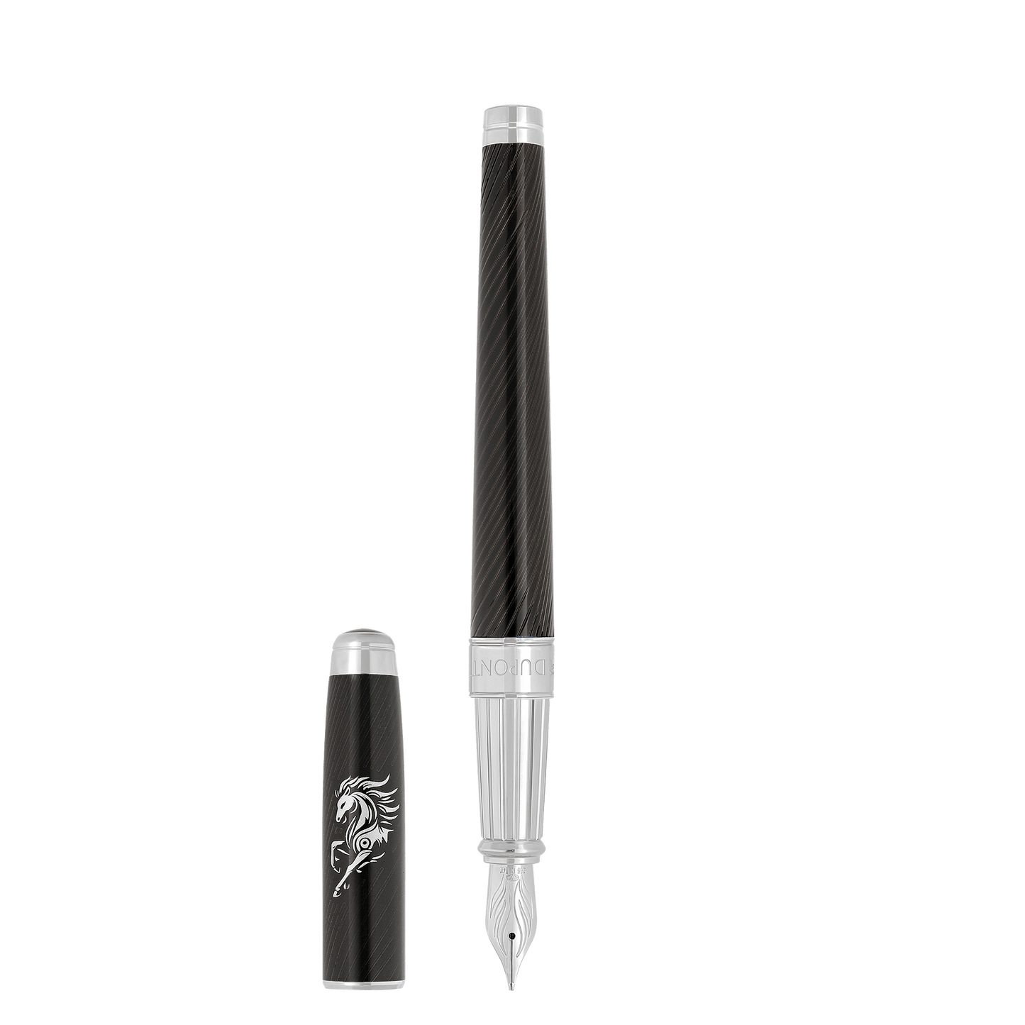 S.T. Dupont LINE D ETERNITY - LARGE FOUNTAIN PEN CHINESE NEW YEAR HORSE BLACK / PALLADIUM — official product image