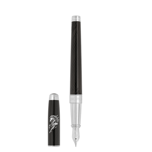 S.T. Dupont LINE D ETERNITY - LARGE FOUNTAIN PEN CHINESE NEW YEAR HORSE BLACK / PALLADIUM — official product image