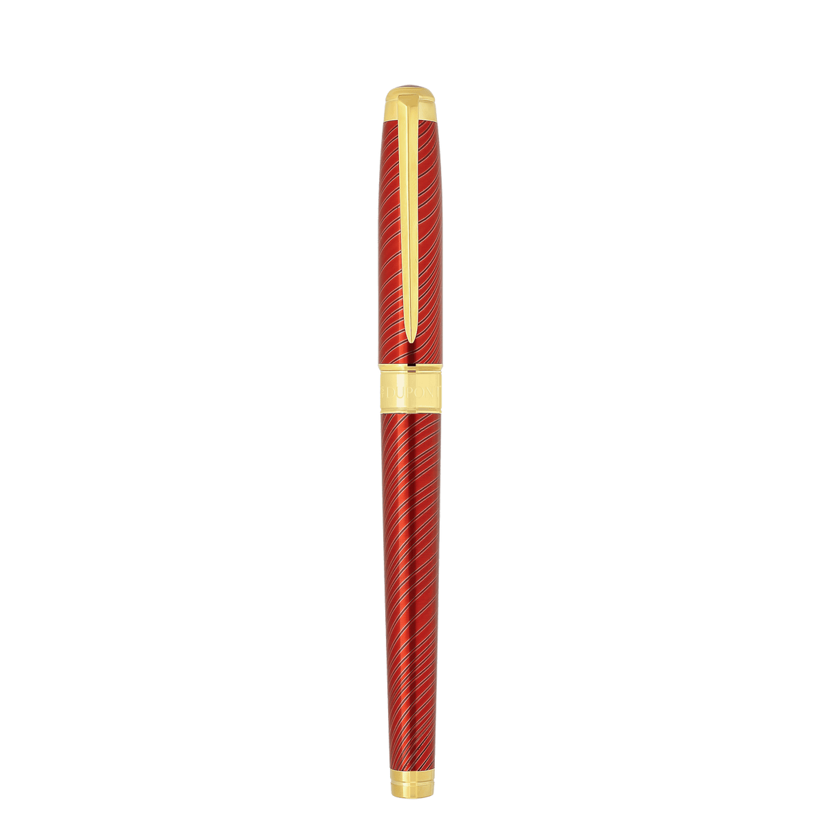 Stylo plume S.T. Dupont grand D crinière de cheval rouge or jaune — vue de trois quarts