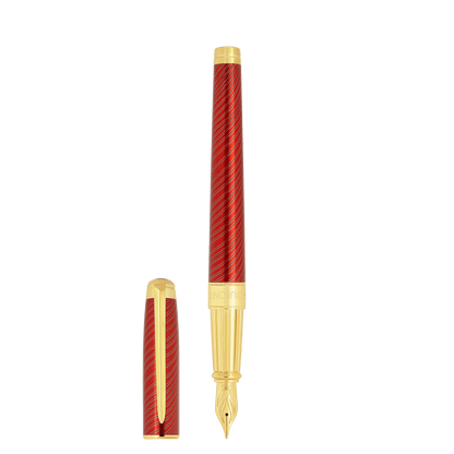 Stylo plume S.T. Dupont grand D crinière de cheval rouge or jaune