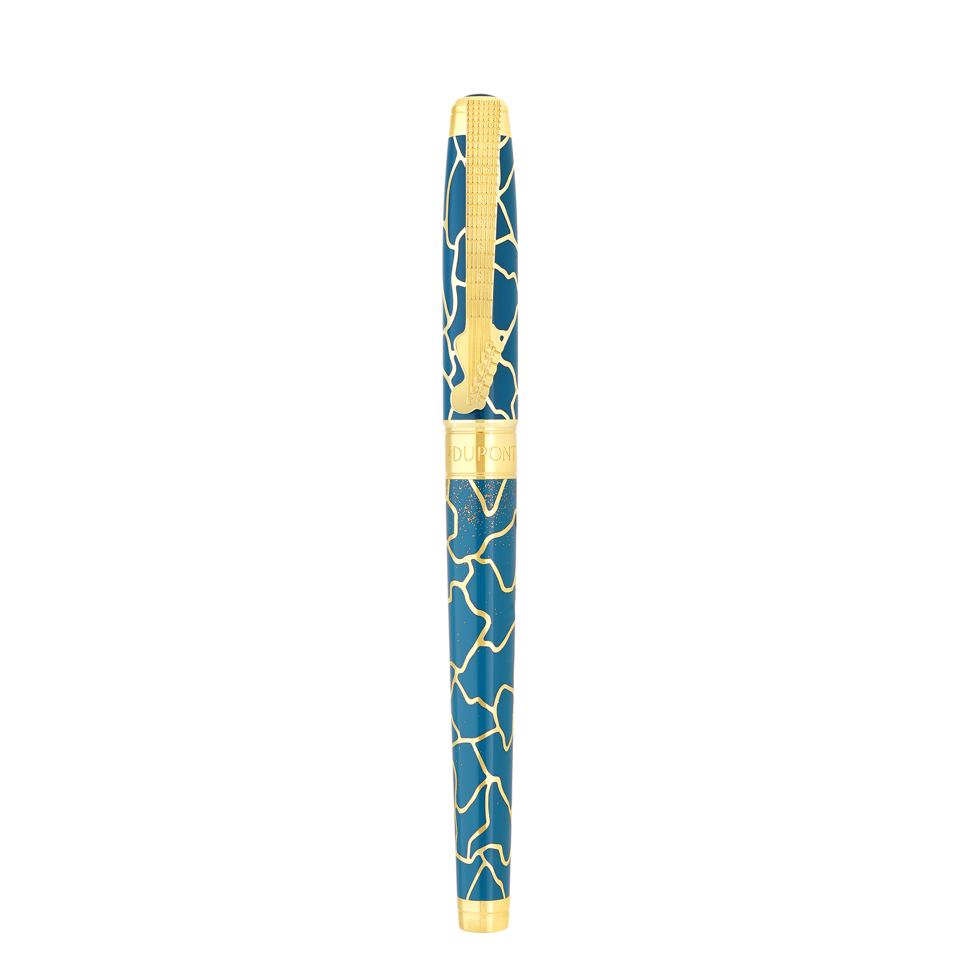 S.T. Dupont LINE D ETERNITY - LARGE FOUNTAIN PEN FENDER BLUE / YELLOW GOLD + NECKLACE — official product image