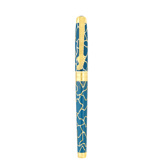 S.T. Dupont LINE D ETERNITY - LARGE FOUNTAIN PEN FENDER BLUE / YELLOW GOLD + NECKLACE — official product image