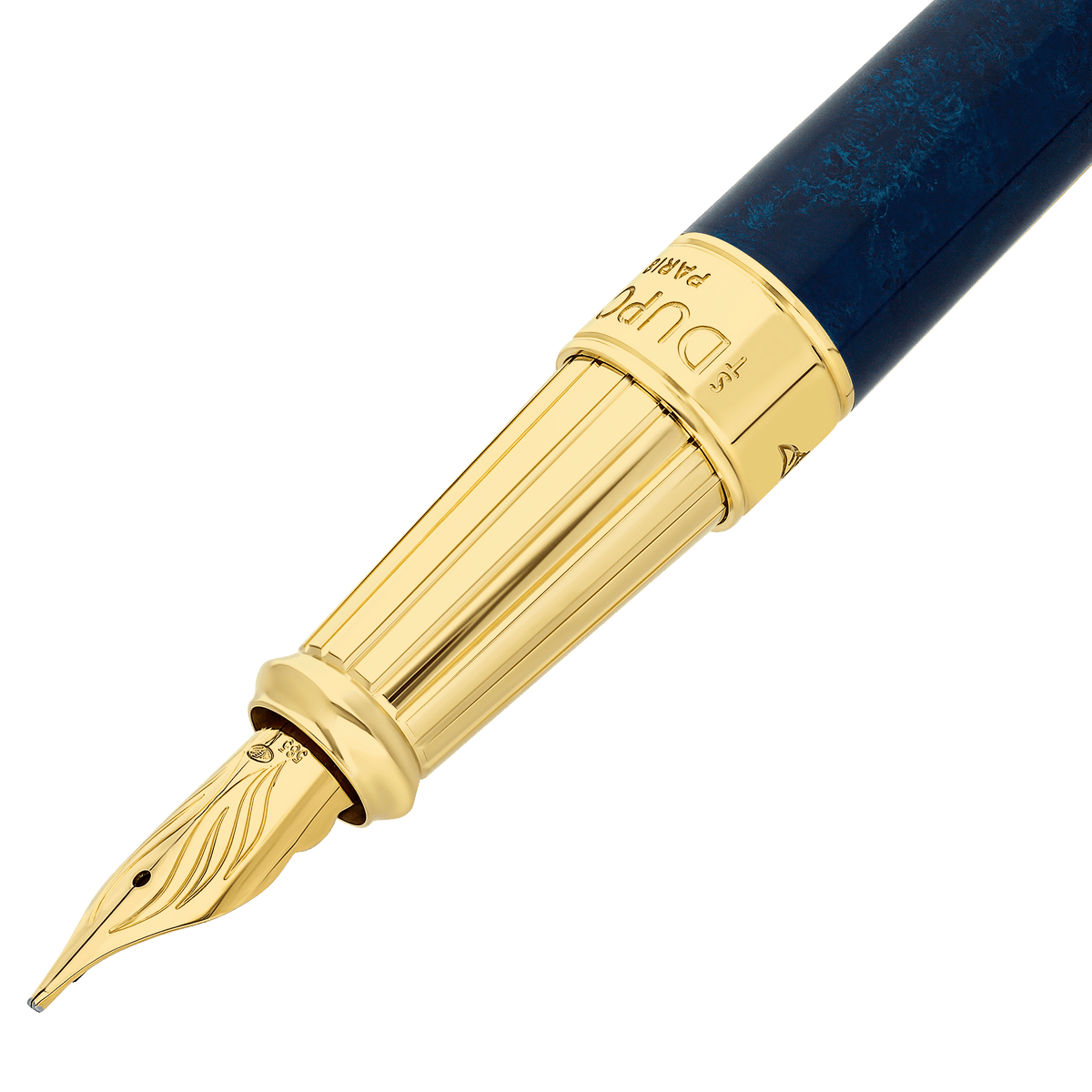 Stylo plume S.T. Dupont grand D Eternity popote bleu or jaune — autre vue