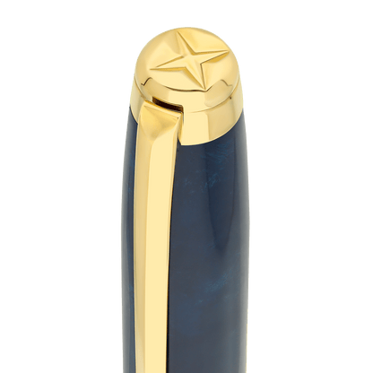 Stylo plume S.T. Dupont grand D Eternity popote bleu or jaune — vue de détail