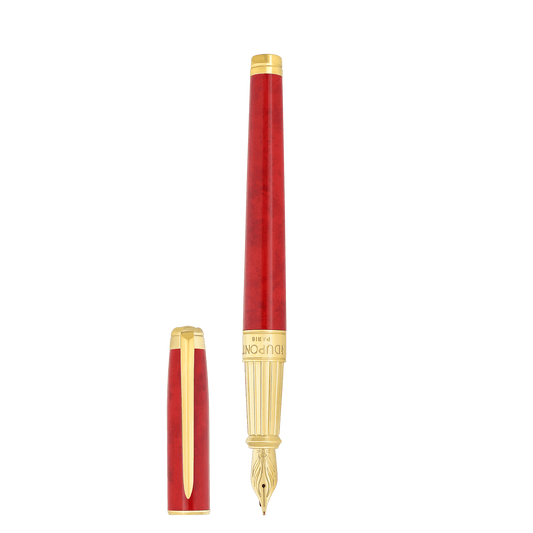 S.T. Dupont Large D Eternity Fountain Pen Popote Red Yellow Gold
