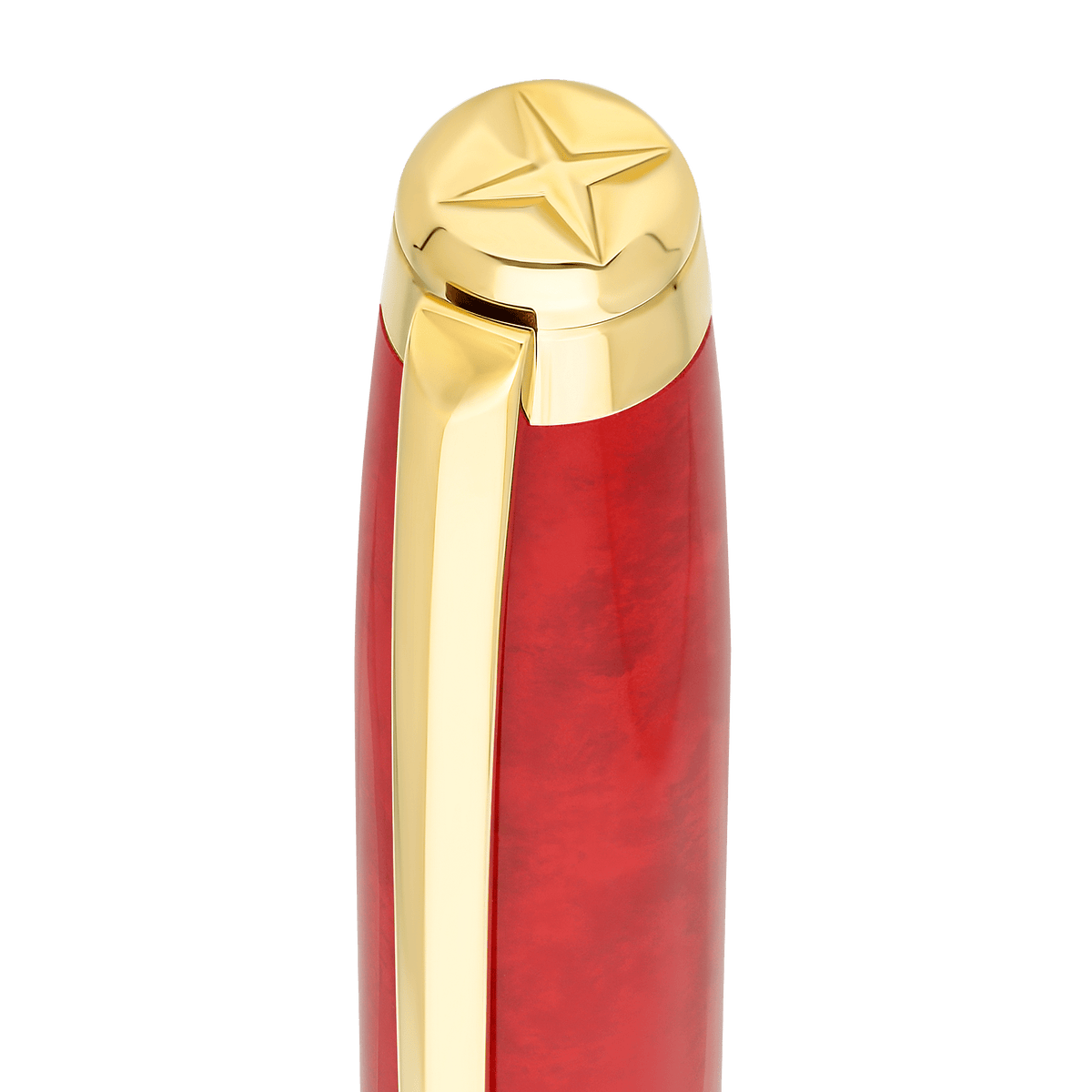 Stylo plume S.T. Dupont grand D Eternity popote rouge or jaune — vue de détail