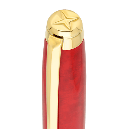 Stylo plume S.T. Dupont grand D Eternity popote rouge or jaune — vue de détail