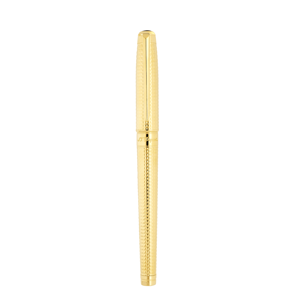 S.T. Dupont Large D Rollerball Pen Diamond Head Gold 3N — angle view