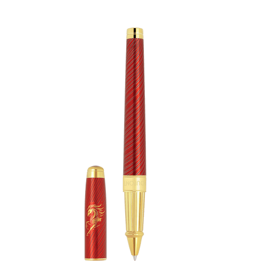 S.T. Dupont LINE D ETERNITY - LARGE ROLLERBALL PEN CHINESE NEW YEAR HORSE RED / YELLOW GOLD — official product image