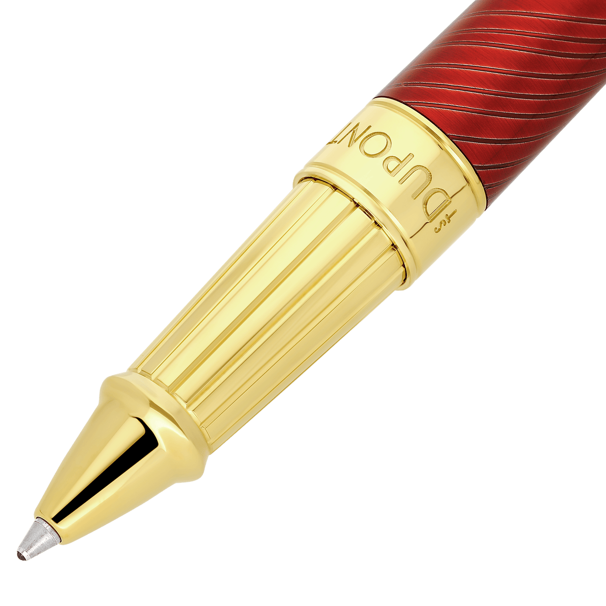 Stylo roller S.T. Dupont grand D crinière de cheval rouge or jaune — autre vue