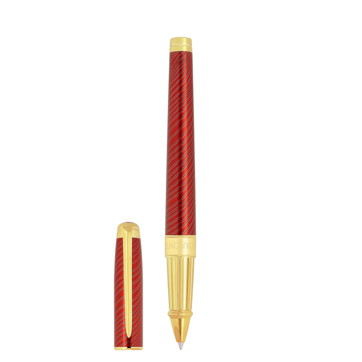 Stylo roller S.T. Dupont grand D crinière de cheval rouge or jaune