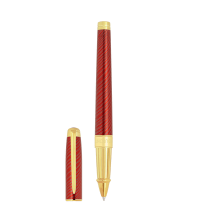 Stylo roller S.T. Dupont grand D crinière de cheval rouge or jaune