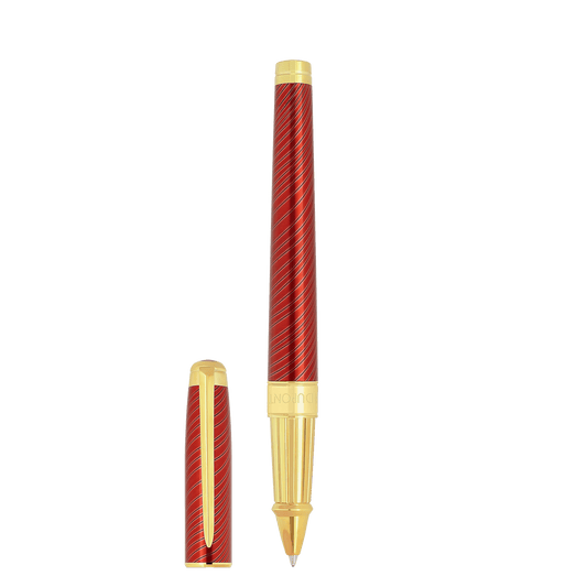 Stylo roller S.T. Dupont grand D crinière de cheval rouge or jaune