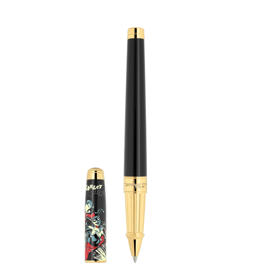 S.T. Dupont LINE D ETERNITY - LARGE ROLLERBALL PEN HARLEY QUINN DC YELLOW GOLD — official product image