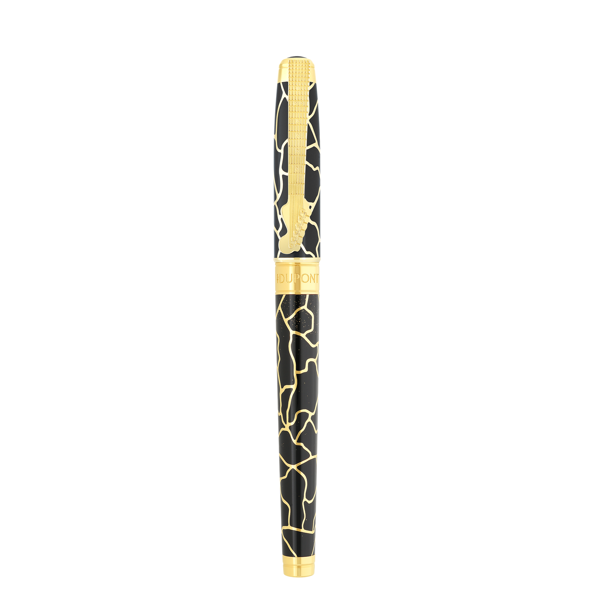 S.T. Dupont LINE D ETERNITY - LARGE ROLLERBALL PEN FENDER BLACK / YELLOW GOLD + NECKLACE — official product image