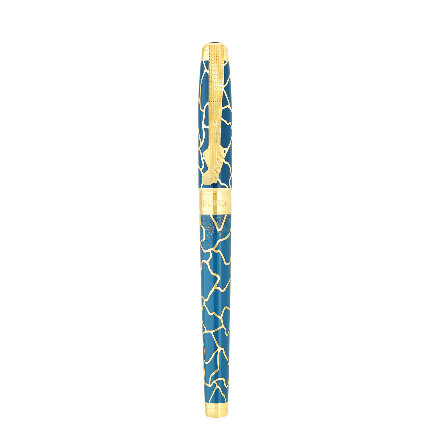 S.T. Dupont LINE D ETERNITY - LARGE ROLLERBALL PEN FENDER BLUE / YELLOW GOLD + NECKLACE — official product image