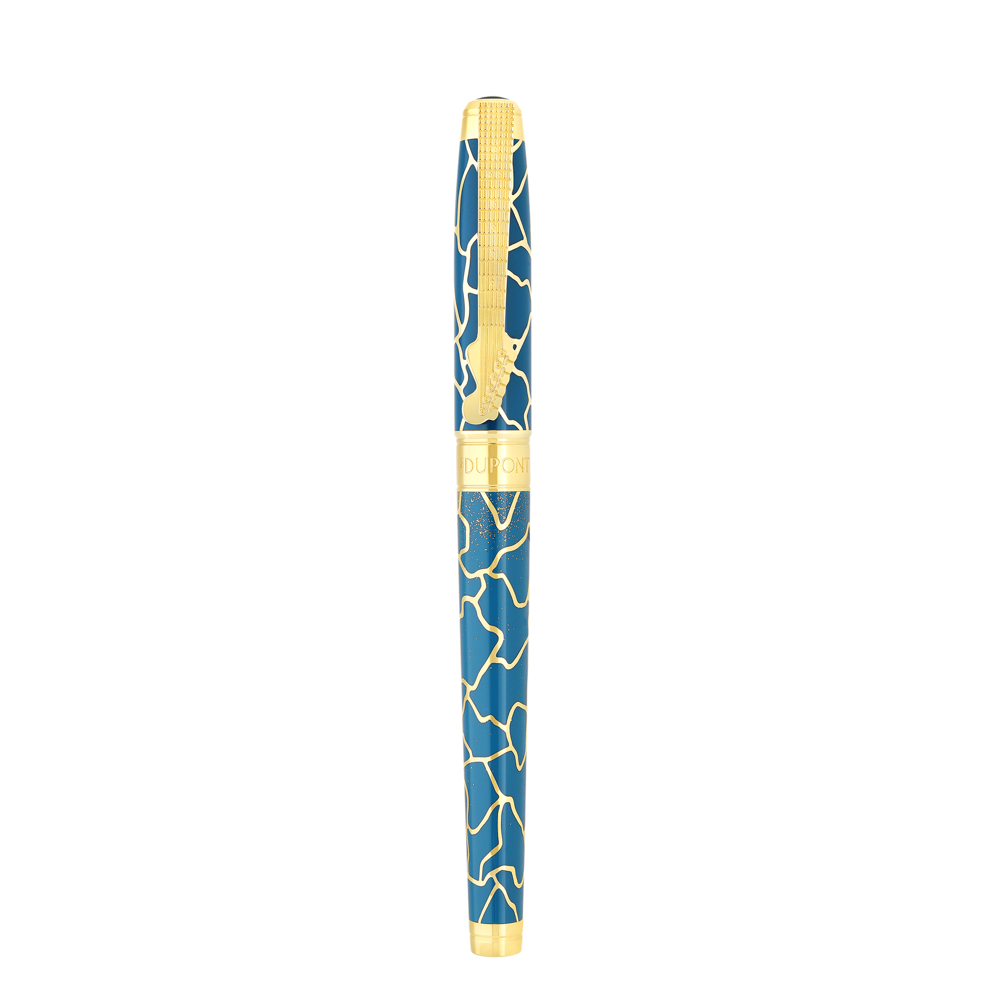 S.T. Dupont LINE D ETERNITY - LARGE ROLLERBALL PEN FENDER BLUE / YELLOW GOLD + NECKLACE — official product image