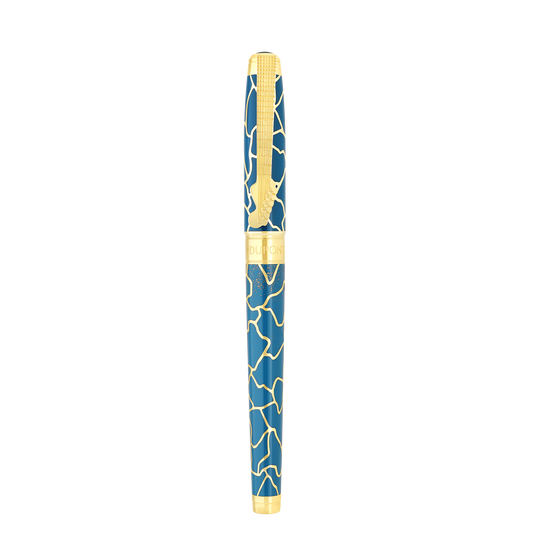 S.T. Dupont LINE D ETERNITY - LARGE ROLLERBALL PEN FENDER BLUE / YELLOW GOLD + NECKLACE — official product image