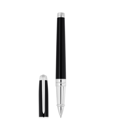 S.T. Dupont Large D Rollerball Pen Lacquer Black Palladium — angle view
