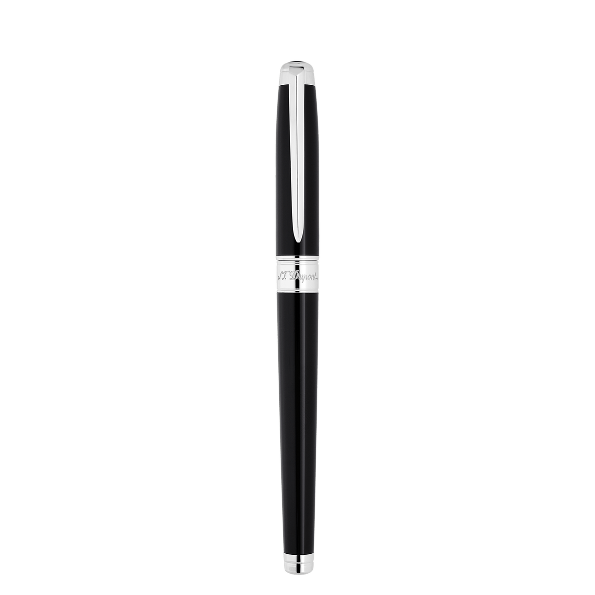 S.T. Dupont Medium D Rollerball Pen Lacquer Black Palladium — angle view