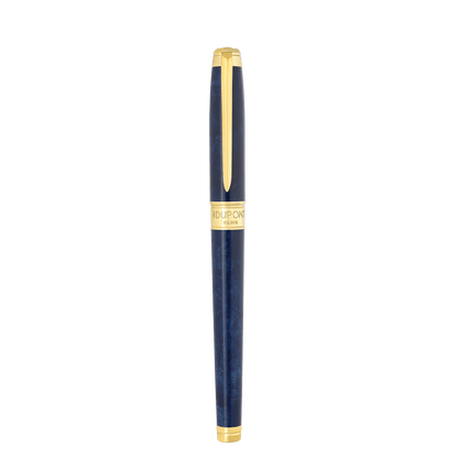 S.T. Dupont Large D Eternity Rollerball Pen Popote Blue Yellow Gold — angle view