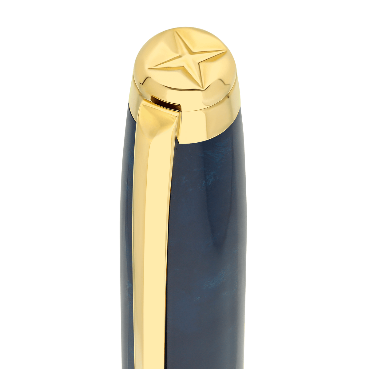 S.T. Dupont Large D Eternity Rollerball Pen Popote Blue Yellow Gold — detail view