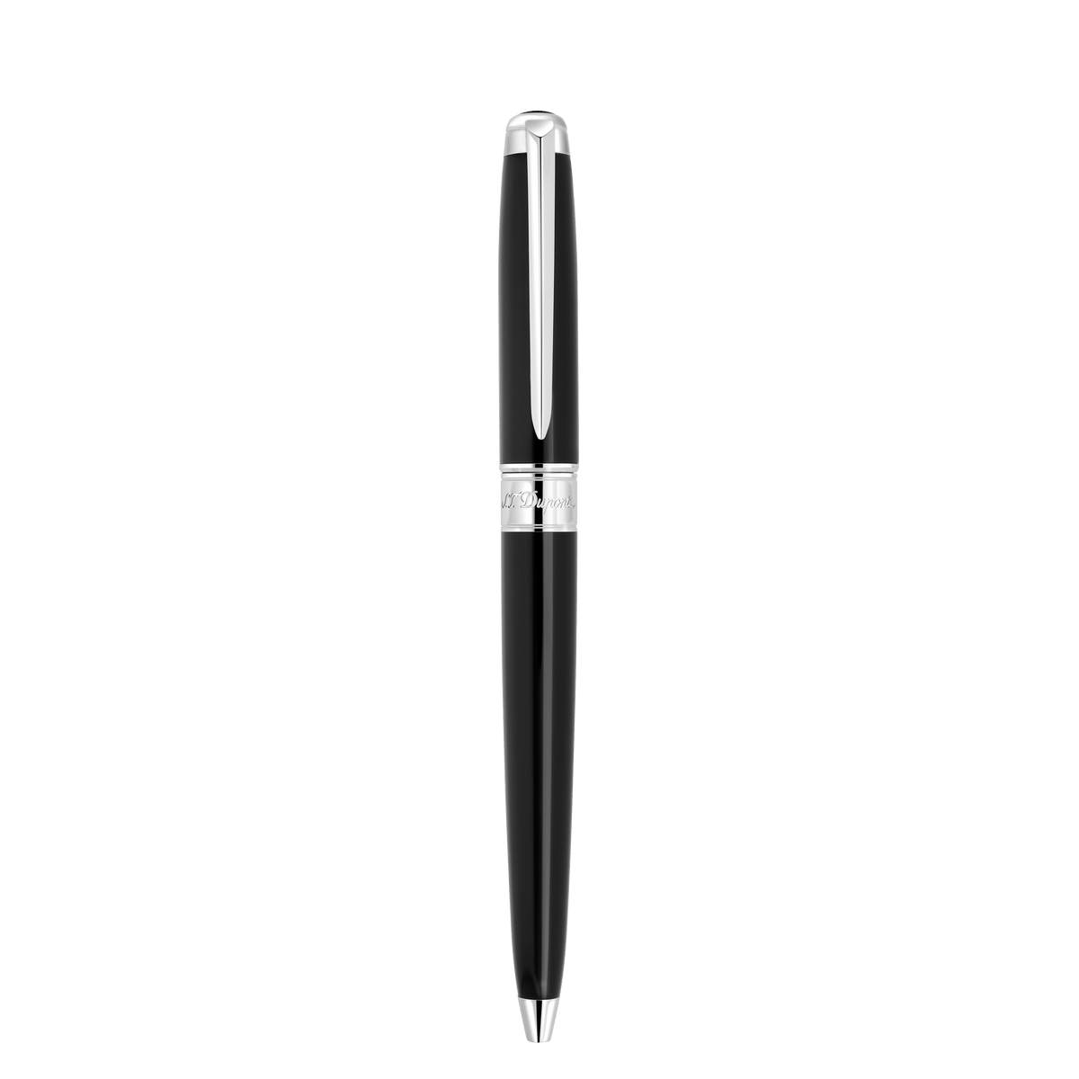 S.T. Dupont Medium D Ballpoint Pen Lacquer Black Palladium — angle view