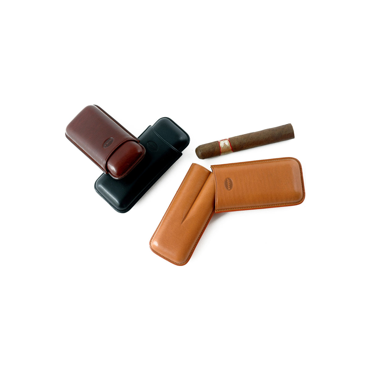 Jemar 464/1 - Classic 1-cigar leather case - Black