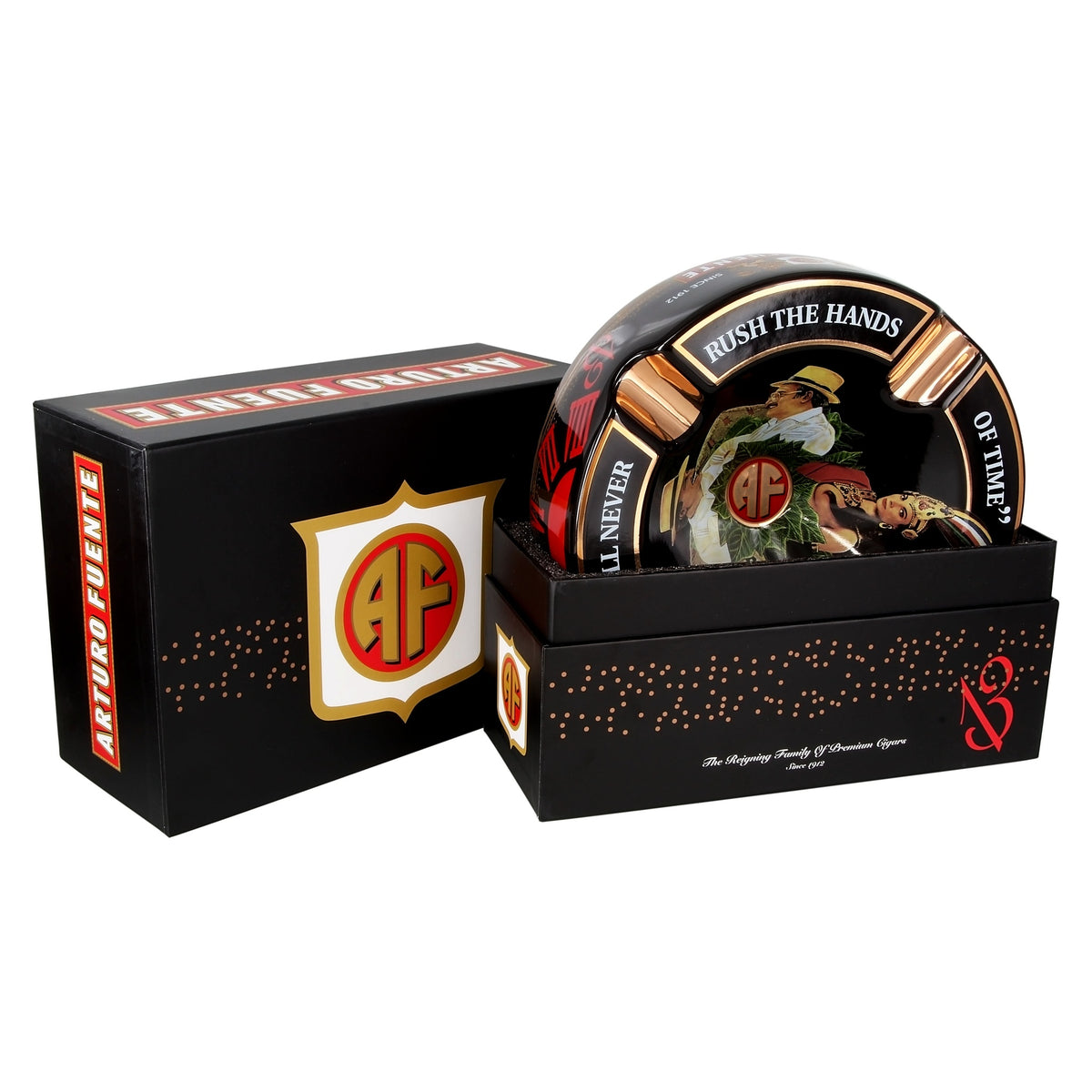 Fuente Round Ceramic Ashtray Black — with gift box