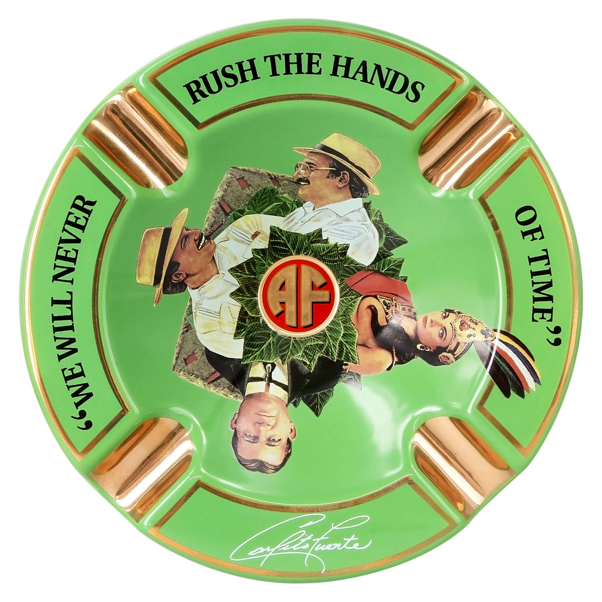 Fuente Round Ceramic Ashtray Green — top view