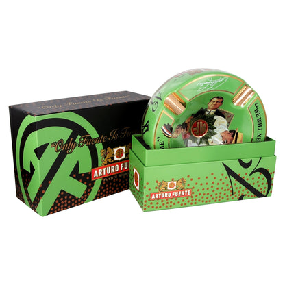 Fuente Round Ceramic Ashtray Green — with gift box