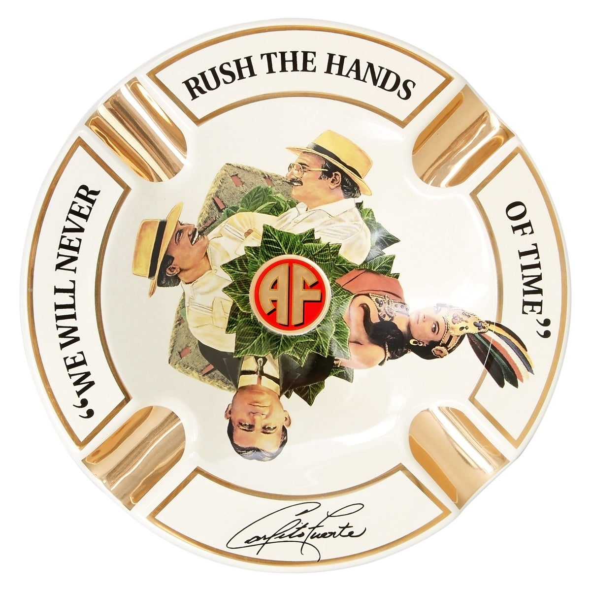 Fuente Round Ceramic Ashtray Cream — top view