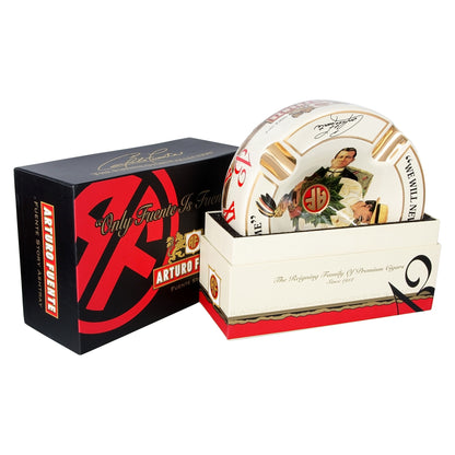 Fuente Round Ceramic Ashtray Cream — with gift box