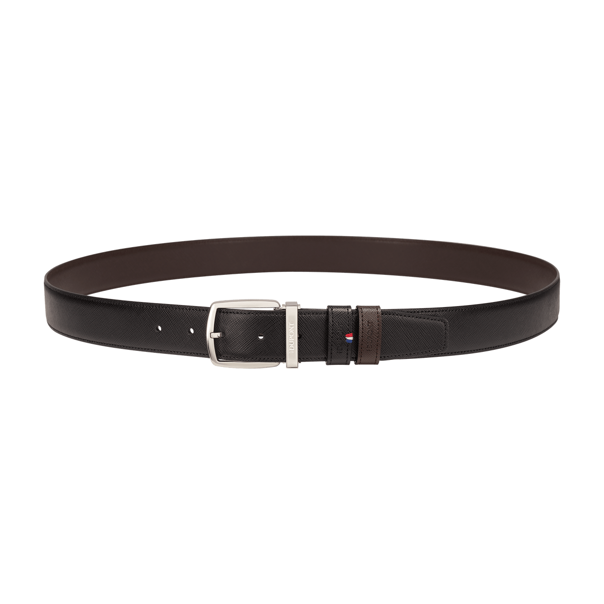 S.T. Dupont D-Line 35mm Belt Reversible Saffiano Black Brown D Palladium