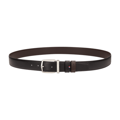 S.T. Dupont D-Line 35mm Belt Reversible Saffiano Black Brown D Palladium