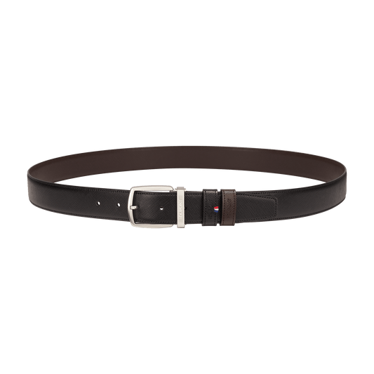 Ceinture S.T. Dupont D-Line 35mm réversible saffiano noire brune D palladium
