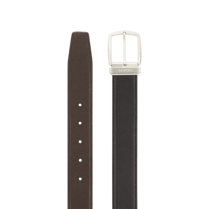S.T. Dupont D-Line 35mm Belt Reversible Saffiano Black Brown D Palladium — alternate view