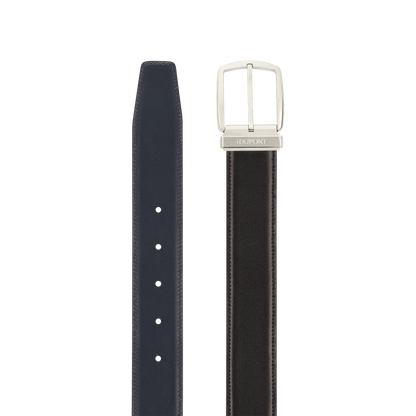 Ceinture S.T. Dupont D-Line 35mm réversible noire bleu marine D palladium — autre vue