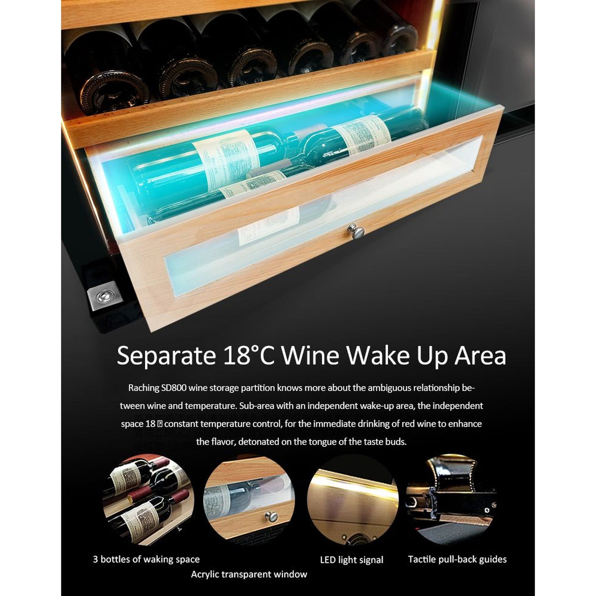 Raching SD 800 Double-Door Combine-Unit Cigar & Wine Cabinet Series - Without Ammonia Removal — view 9
