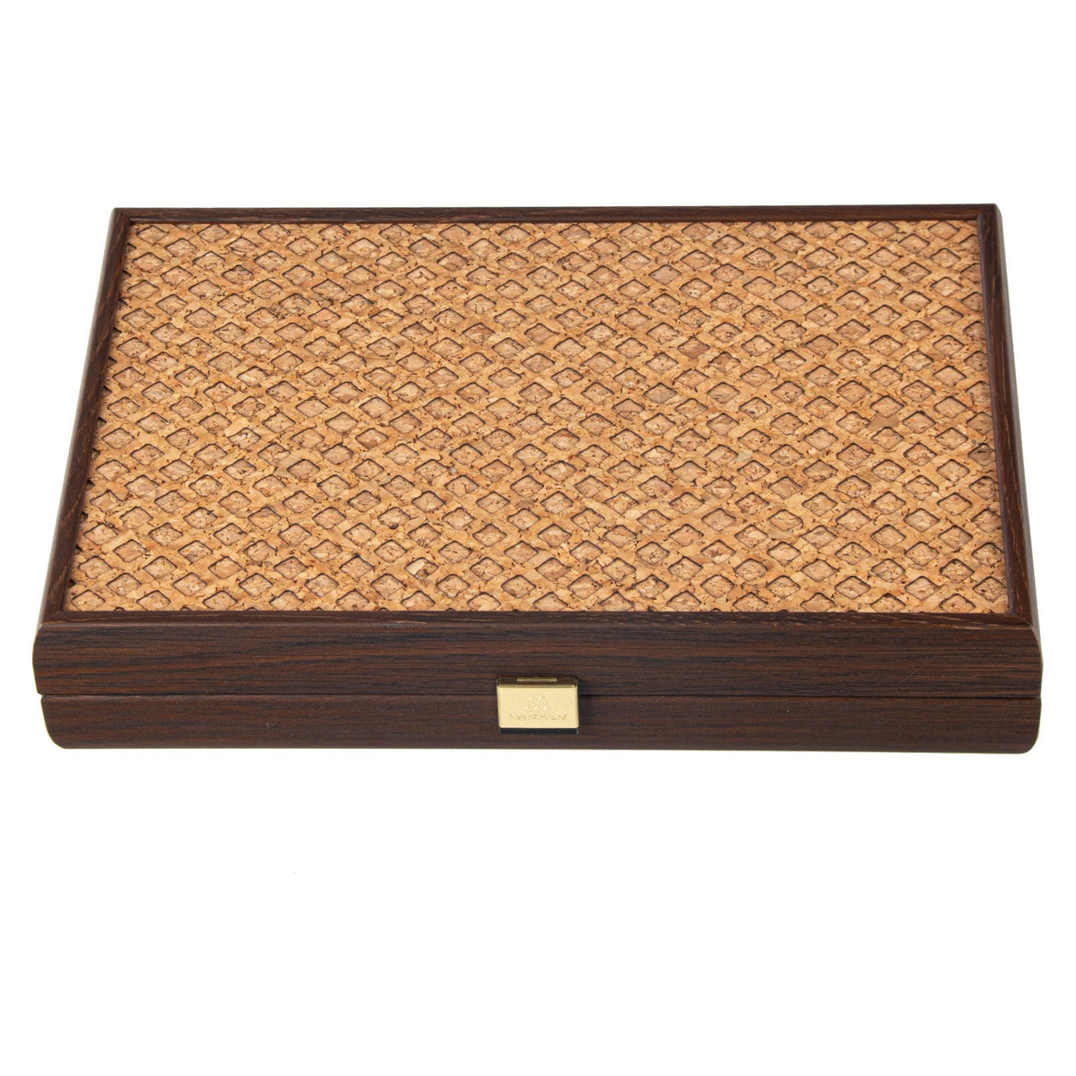 Manopoulos Dark Brown Cork Travel Backgammon – Cube Design (2)
