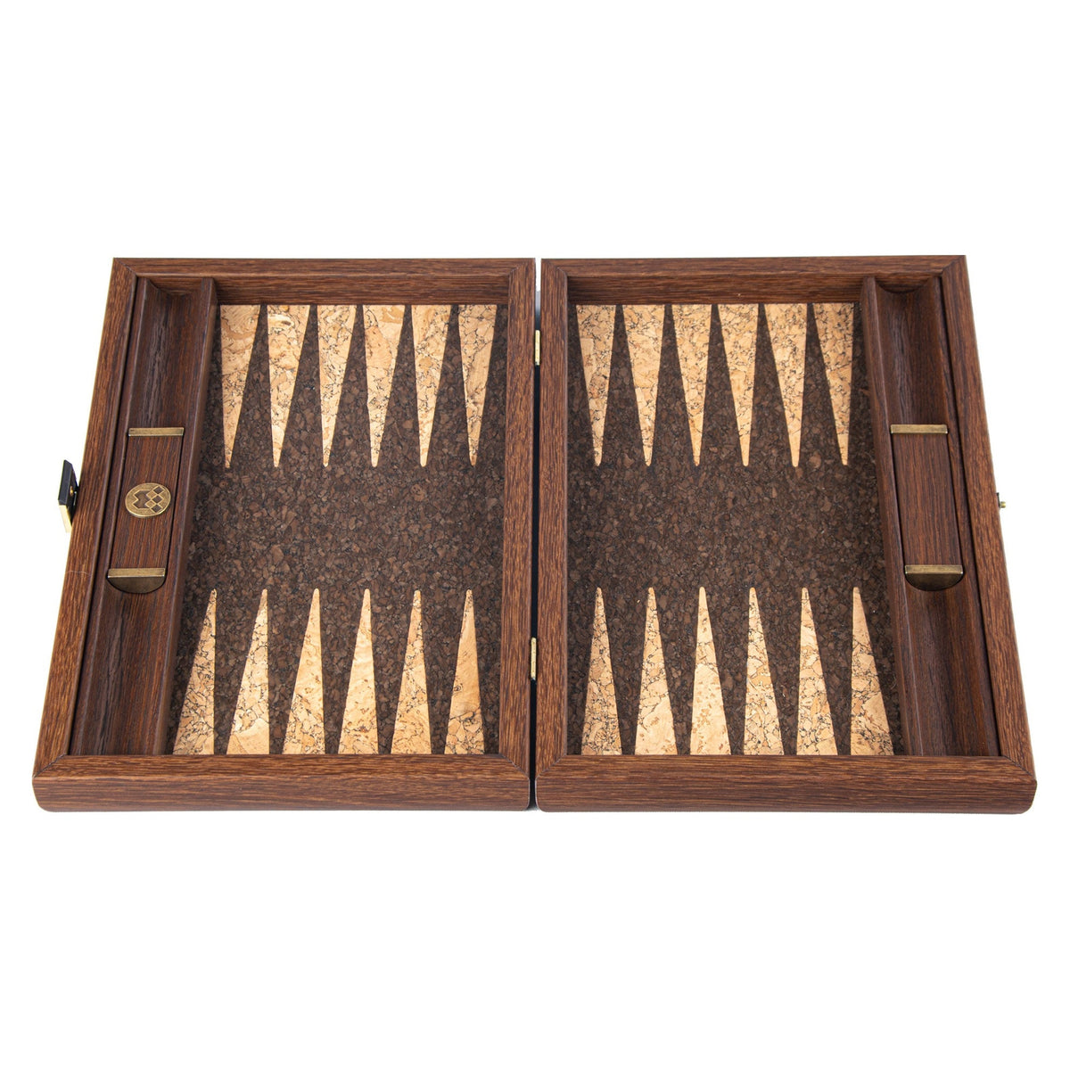 Manopoulos Dark Brown Cork Travel Backgammon – Cube Design (3)
