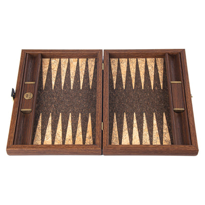 Manopoulos Dark Brown Cork Travel Backgammon – Cube Design (3)